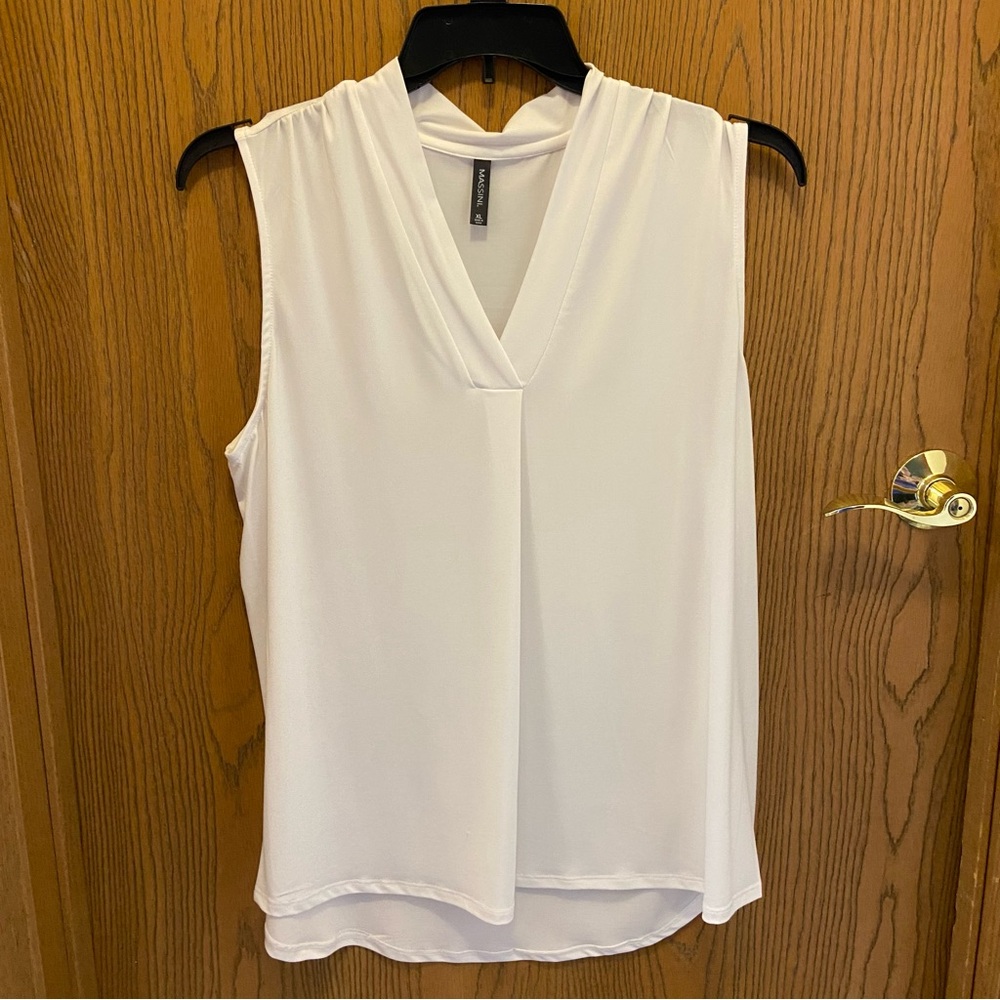 🎯 Massini white dressy top XL NWOT